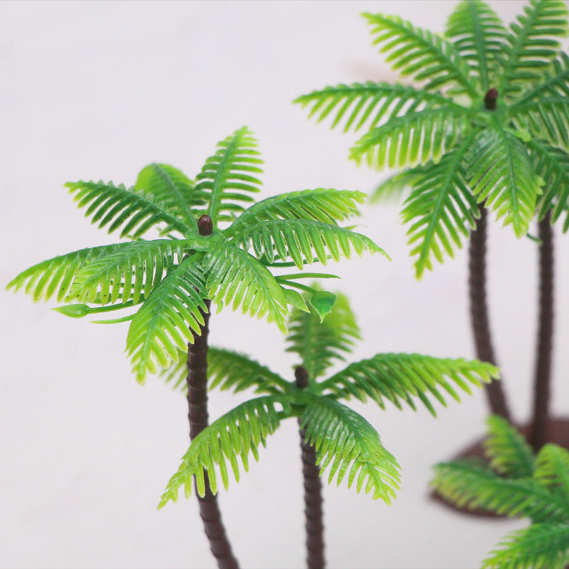 Wholesale 10pcs Mini Beach Ocean Coconut Tree Miniature Model Micro Landscape Architecture Sand Table Props Baking Cake Ornaments
